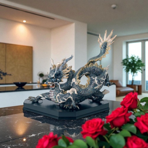 Lladro Great Dragon Sculpture – Golden Lustre & Blue – Limited Edition of 150 | 01001934
