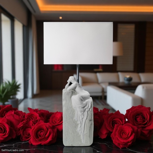 Lladro Meditating Woman II Table Lamp – 01008554 NEW – US Plug | Handcrafted Matte Porcelain